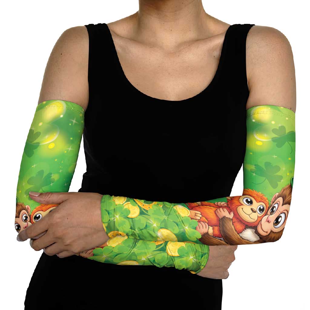 Punch The Monkey St Patrick’s Day Arm Sleeves Lucky Baby Monkey