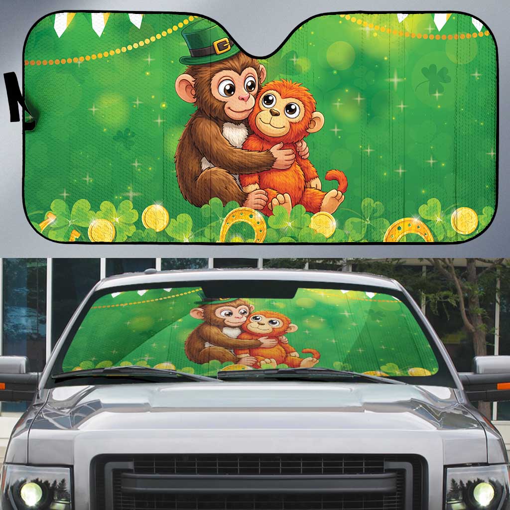 Punch The Monkey St Patrick’s Day Auto Sun Shade Lucky Baby Monkey
