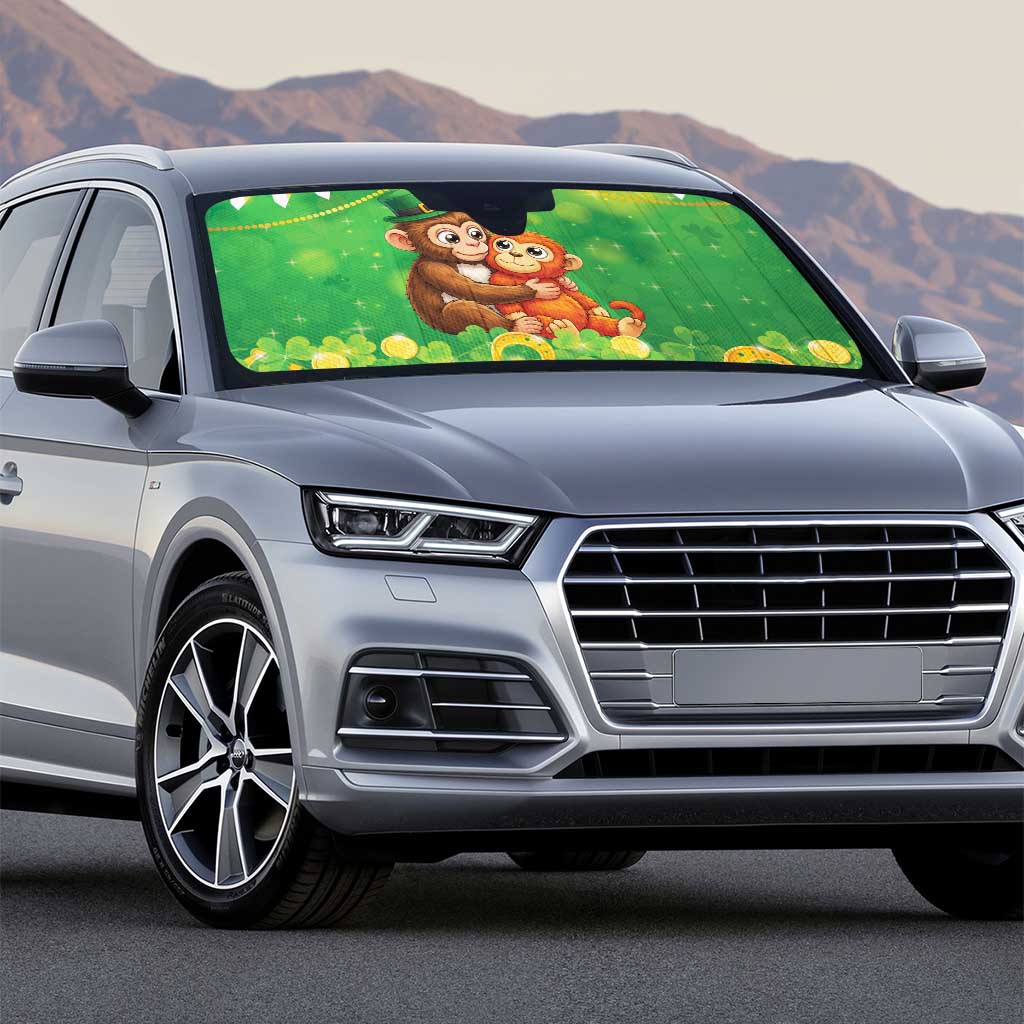 Punch The Monkey St Patrick’s Day Auto Sun Shade Lucky Baby Monkey