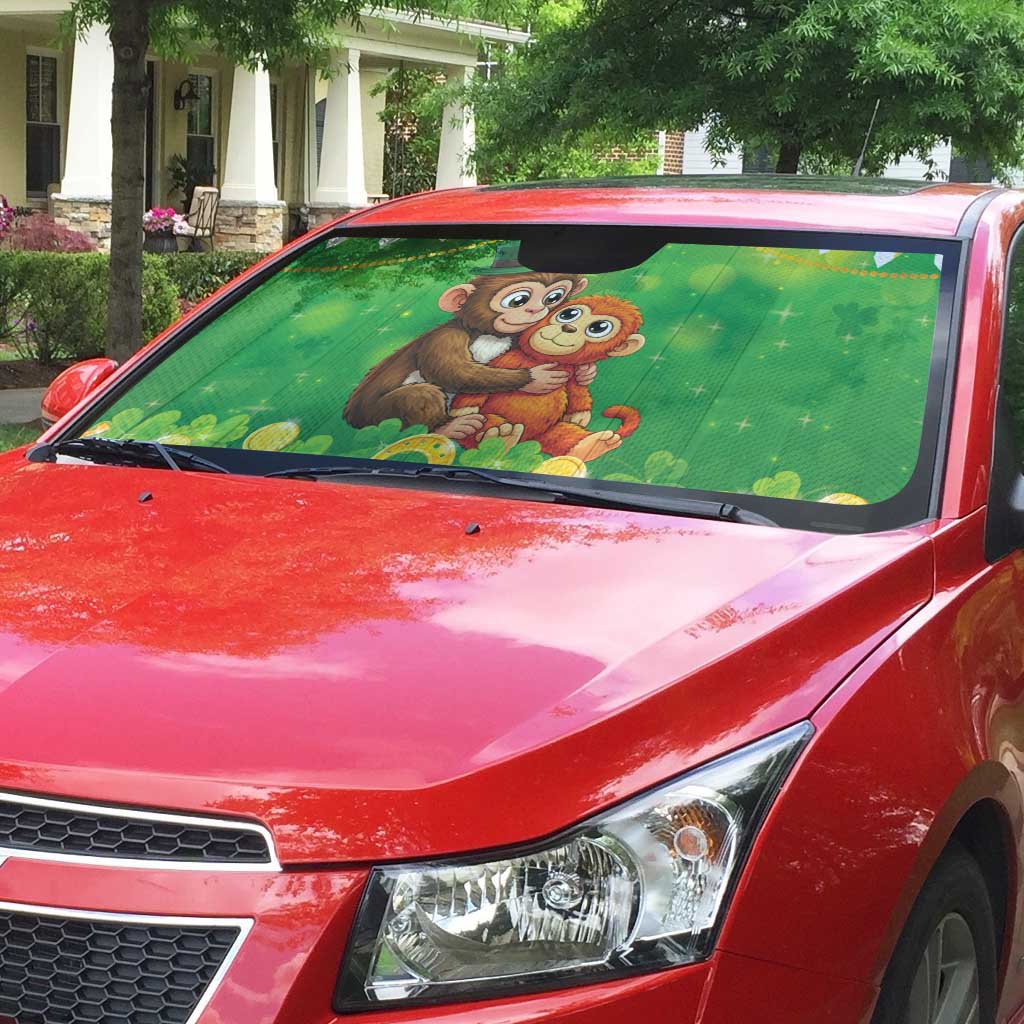 Punch The Monkey St Patrick’s Day Auto Sun Shade Lucky Baby Monkey