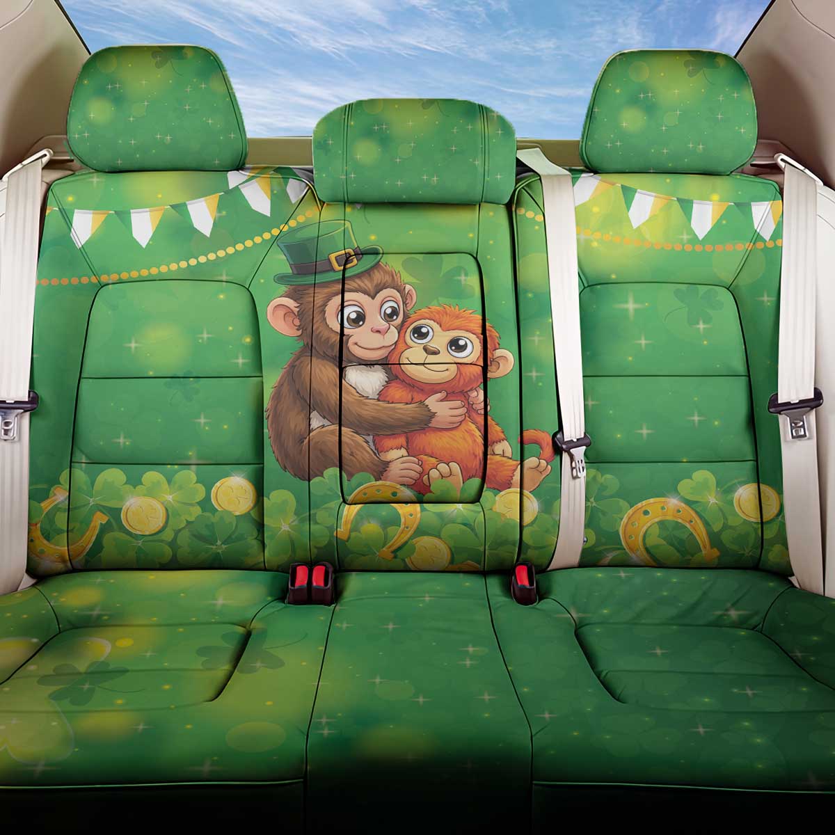 Punch The Monkey St Patrick’s Day Back Car Seat Cover Lucky Baby Monkey