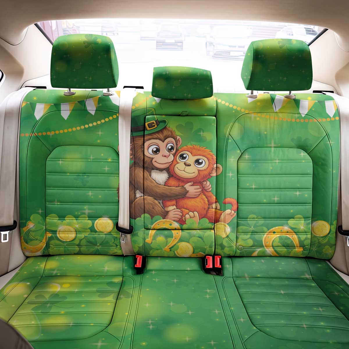 Punch The Monkey St Patrick’s Day Back Car Seat Cover Lucky Baby Monkey