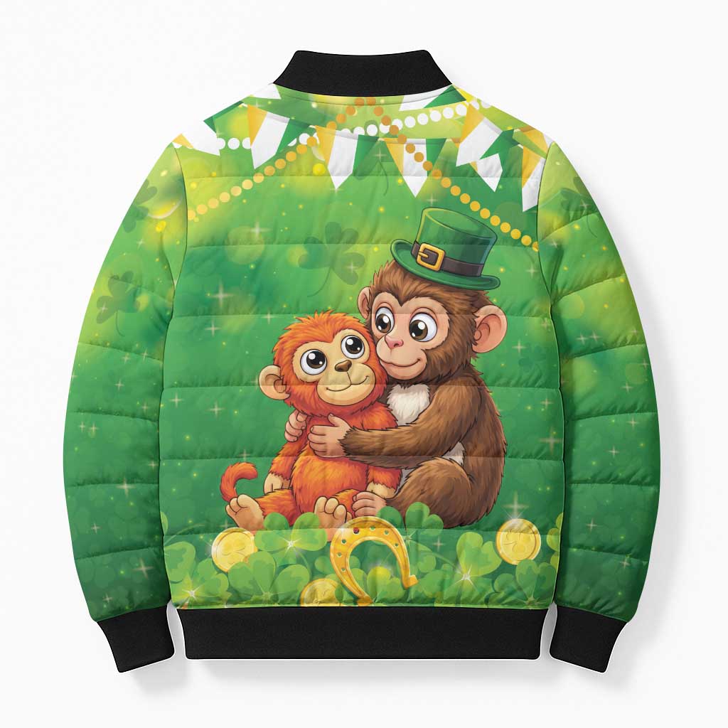 Punch The Monkey St Patrick’s Day Bomber Puffer Jacket Lucky Baby Monkey