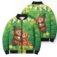 Punch The Monkey St Patrick’s Day Bomber Puffer Jacket Lucky Baby Monkey