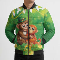 Punch The Monkey St Patrick’s Day Bomber Puffer Jacket Lucky Baby Monkey