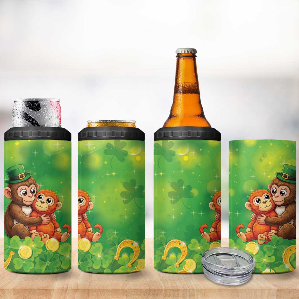 Punch The Monkey St Patrick’s Day 4 in 1 Can Cooler Tumbler Lucky Baby Monkey