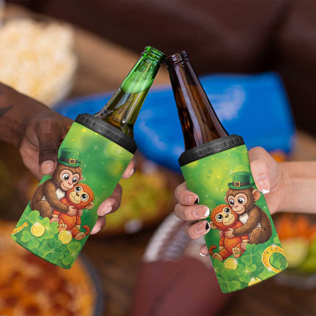 Punch The Monkey St Patrick’s Day 4 in 1 Can Cooler Tumbler Lucky Baby Monkey