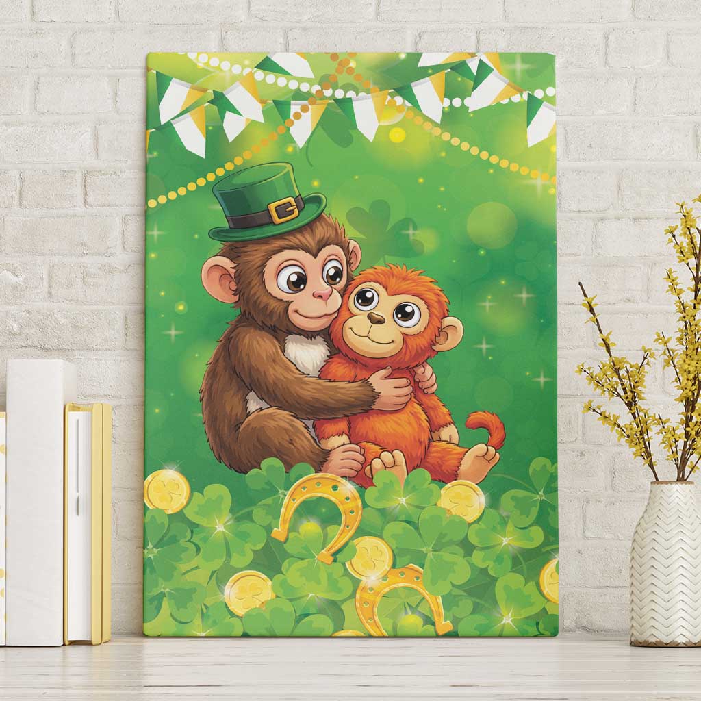 Punch The Monkey St Patrick’s Day Canvas Wall Art Lucky Baby Monkey