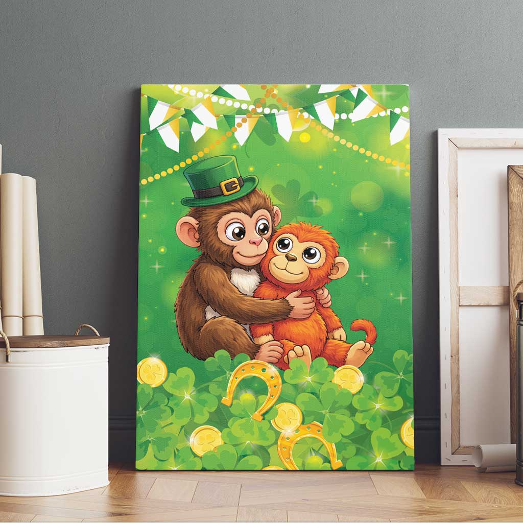 Punch The Monkey St Patrick’s Day Canvas Wall Art Lucky Baby Monkey