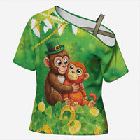 Punch The Monkey St Patrick’s Day Cross Shoulder Shirt Lucky Baby Monkey