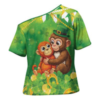 Punch The Monkey St Patrick’s Day Cross Shoulder Shirt Lucky Baby Monkey