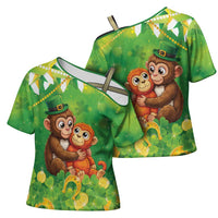 Punch The Monkey St Patrick’s Day Cross Shoulder Shirt Lucky Baby Monkey