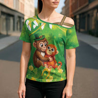 Punch The Monkey St Patrick’s Day Cross Shoulder Shirt Lucky Baby Monkey