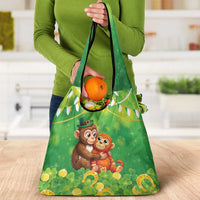 Punch The Monkey St Patrick’s Day Grocery Bag Lucky Baby Monkey