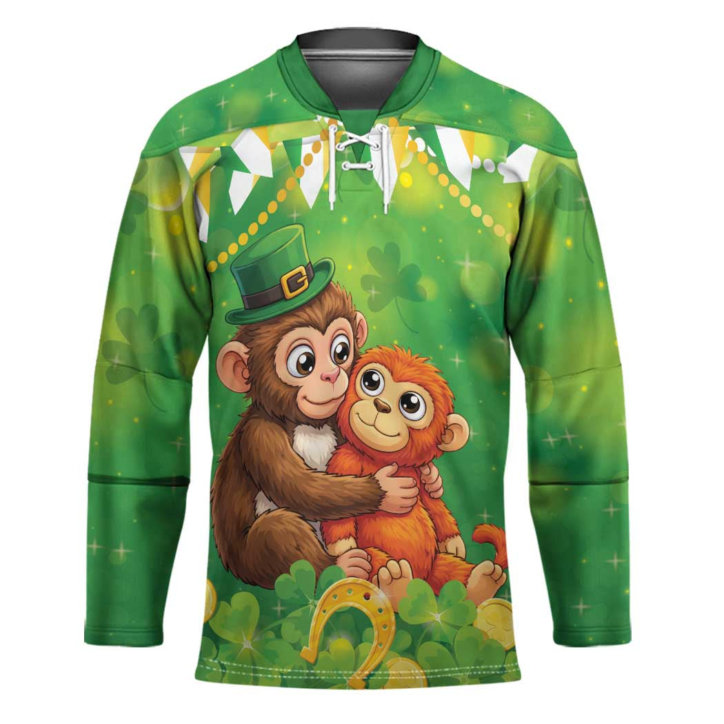 Punch The Monkey St Patrick’s Day Hockey Jersey Lucky Baby Monkey