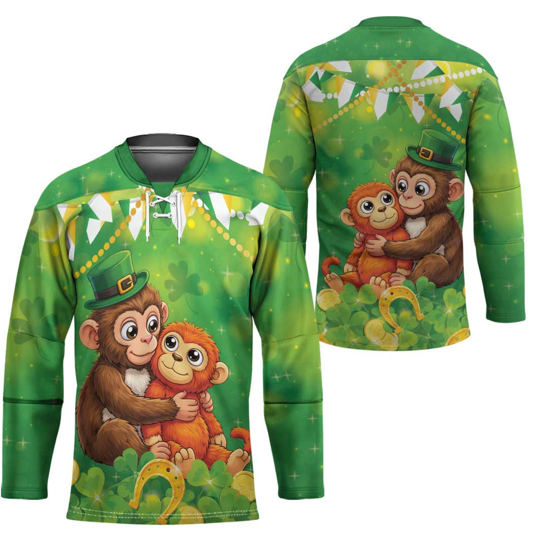 Punch The Monkey St Patrick’s Day Hockey Jersey Lucky Baby Monkey
