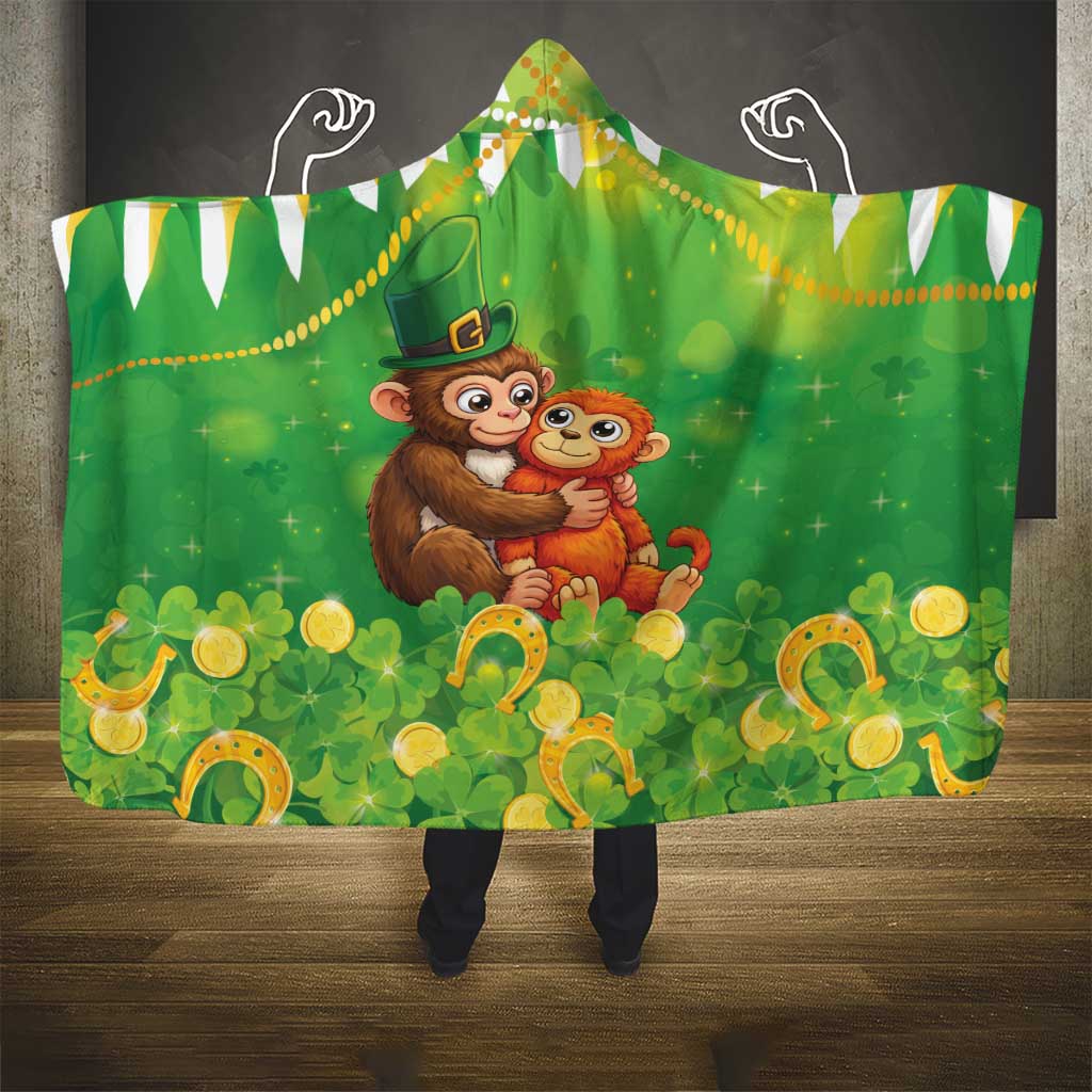 Punch The Monkey St Patrick’s Day Hooded Blanket Lucky Baby Monkey