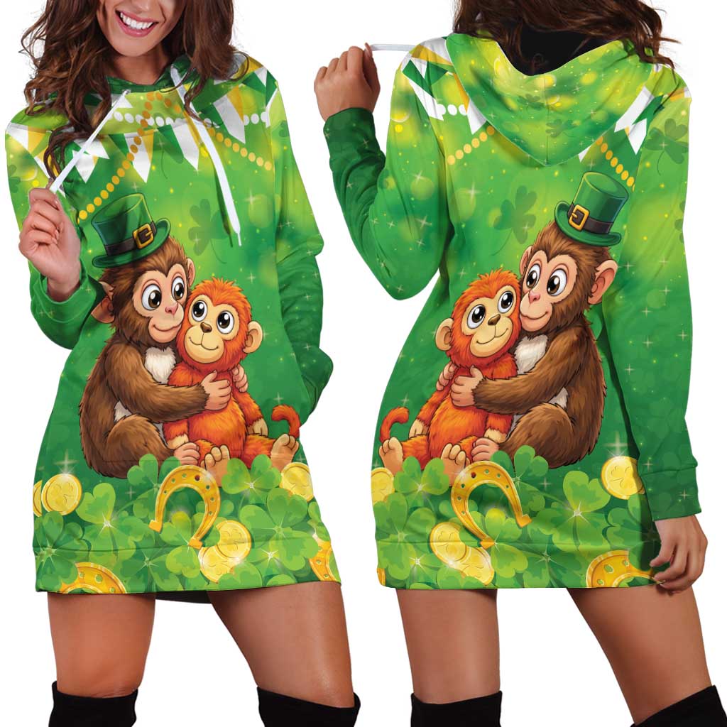 Punch The Monkey St Patrick’s Day Hoodie Dress Lucky Baby Monkey