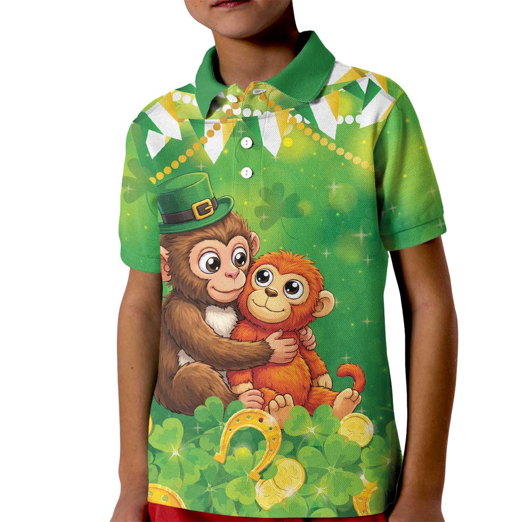 Punch The Monkey St Patrick’s Day Kid Polo Shirt Lucky Baby Monkey