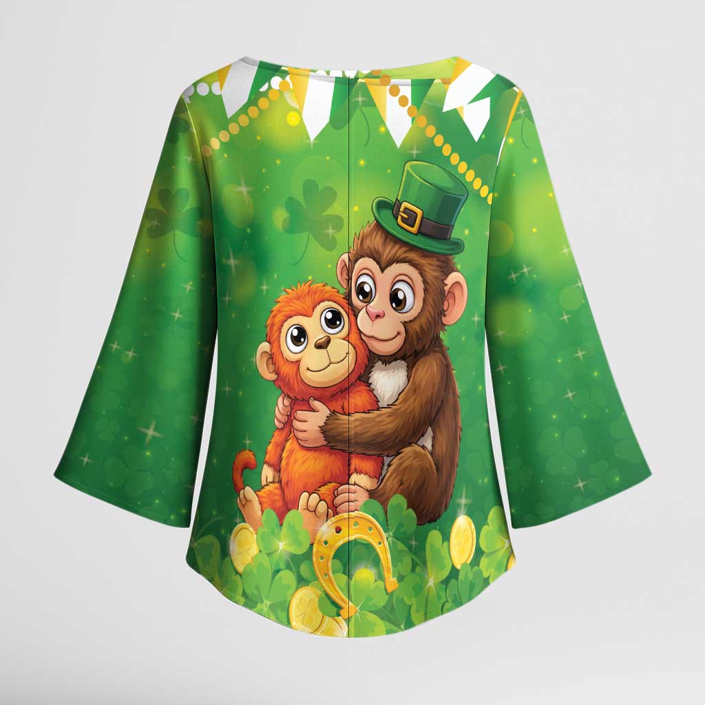 Punch The Monkey St Patrick’s Day Kimono Sleeve Blouse Lucky Baby Monkey