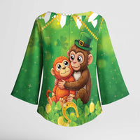 Punch The Monkey St Patrick’s Day Kimono Sleeve Blouse Lucky Baby Monkey