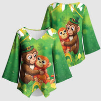Punch The Monkey St Patrick’s Day Kimono Sleeve Blouse Lucky Baby Monkey
