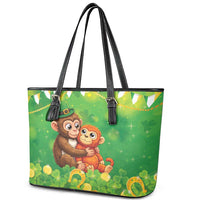 Punch The Monkey St Patrick’s Day Leather Tote Bag Lucky Baby Monkey