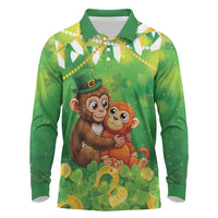 Punch The Monkey St Patrick’s Day Long Sleeve Polo Shirt Lucky Baby Monkey