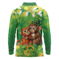 Punch The Monkey St Patrick’s Day Long Sleeve Polo Shirt Lucky Baby Monkey