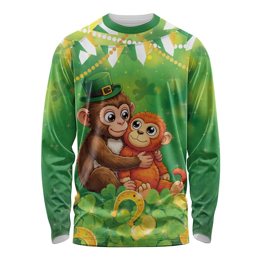Punch The Monkey St Patrick’s Day Long Sleeve Shirt Lucky Baby Monkey