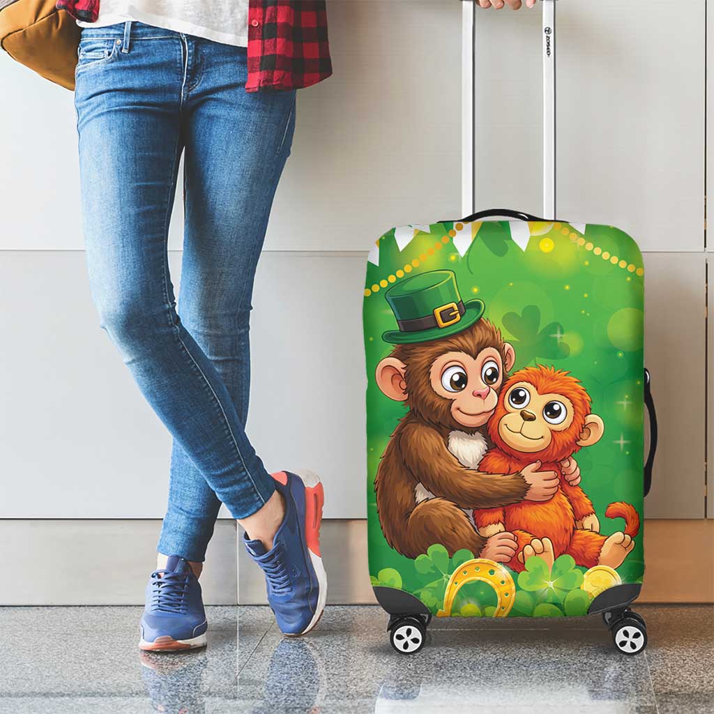 Punch The Monkey St Patrick’s Day Luggage Cover Lucky Baby Monkey