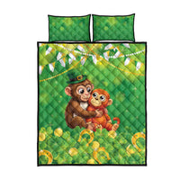 Punch The Monkey St Patrick’s Day Quilt Bed Set Lucky Baby Monkey