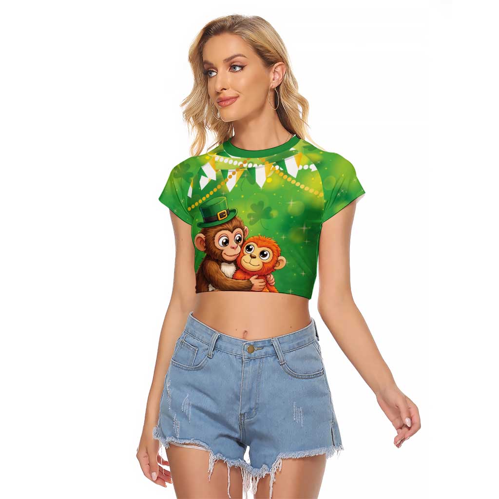 Punch The Monkey St Patrick’s Day Raglan Cropped T Shirt Lucky Baby Monkey
