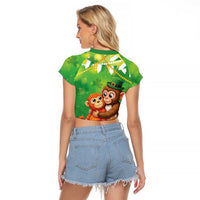 Punch The Monkey St Patrick’s Day Raglan Cropped T Shirt Lucky Baby Monkey