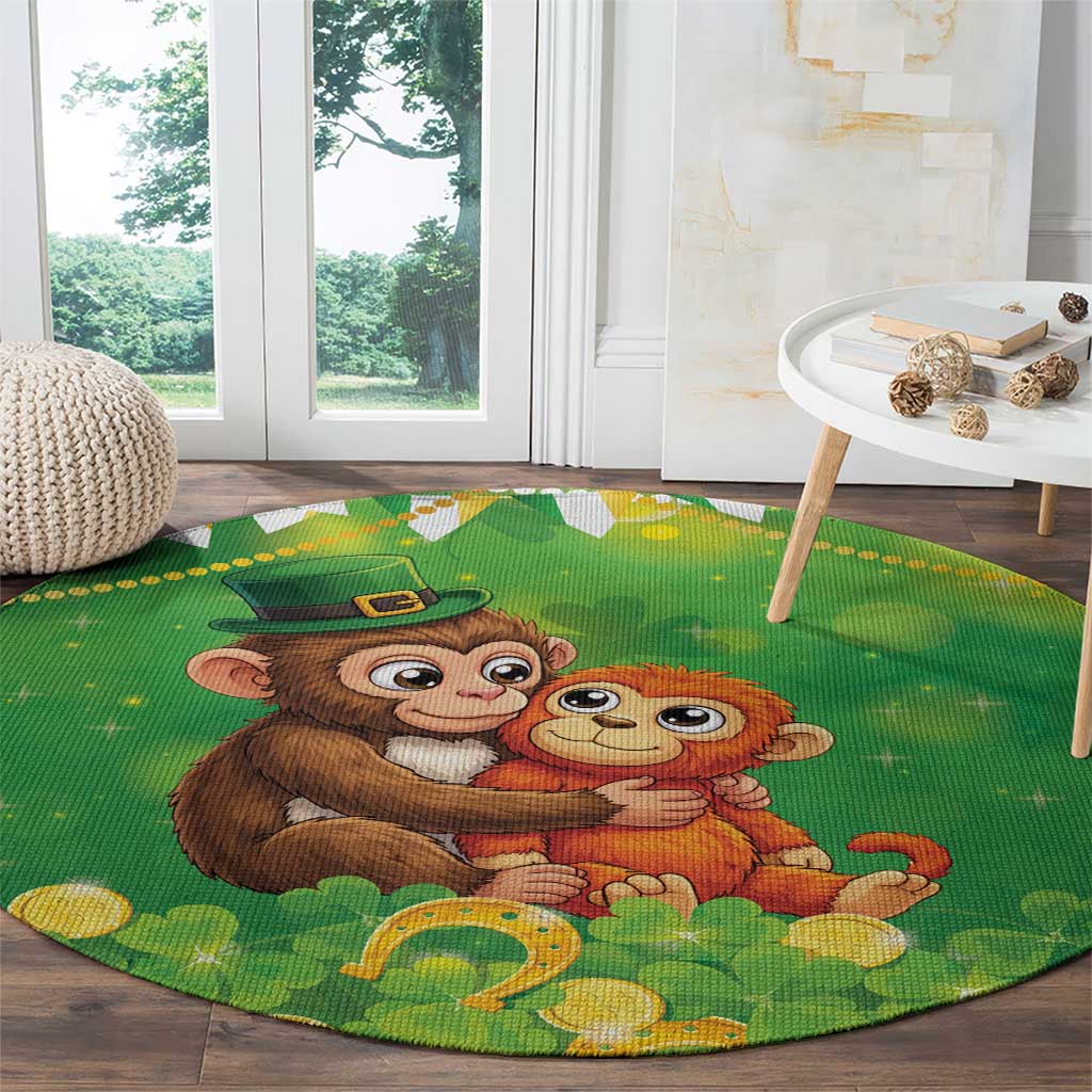 Punch The Monkey St Patrick’s Day Round Carpet Lucky Baby Monkey