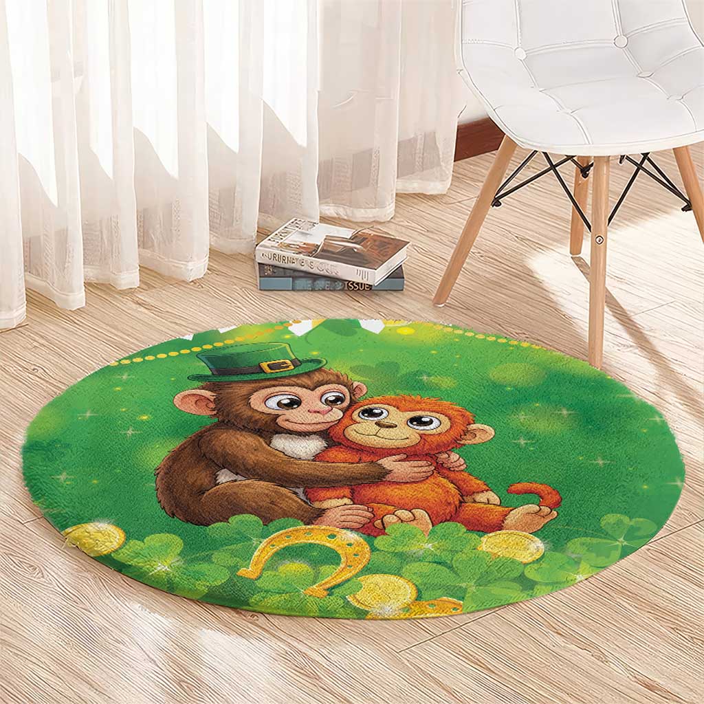 Punch The Monkey St Patrick’s Day Round Carpet Lucky Baby Monkey