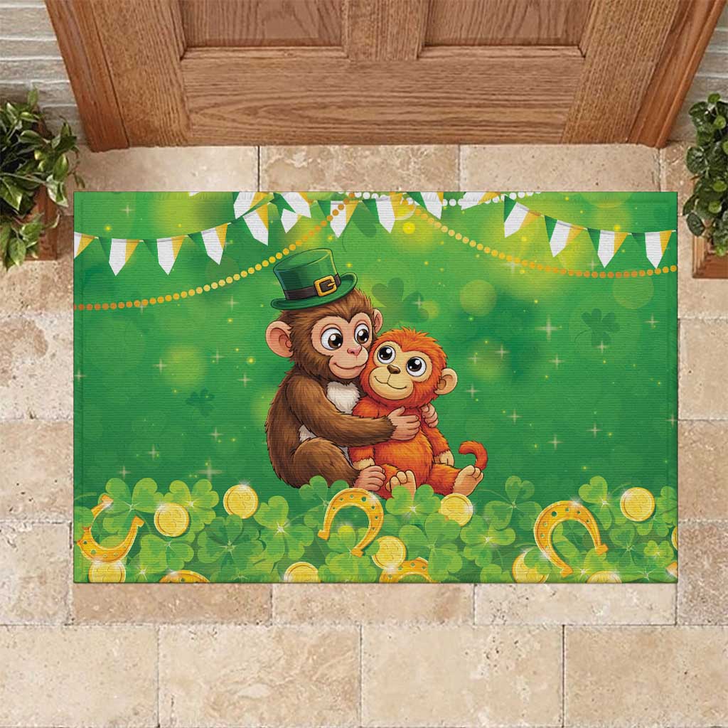 Punch The Monkey St Patrick’s Day Rubber Doormat Lucky Baby Monkey