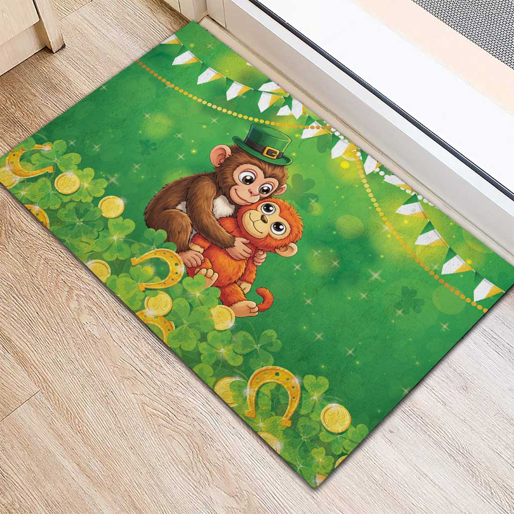 Punch The Monkey St Patrick’s Day Rubber Doormat Lucky Baby Monkey