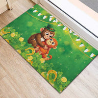 Punch The Monkey St Patrick’s Day Rubber Doormat Lucky Baby Monkey