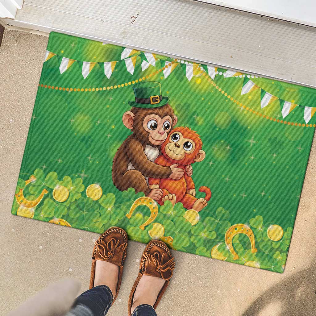Punch The Monkey St Patrick’s Day Rubber Doormat Lucky Baby Monkey
