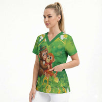 Punch The Monkey St Patrick’s Day Scrub Top Lucky Baby Monkey