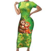 Punch The Monkey St Patrick’s Day Short Sleeve Bodycon Dress Lucky Baby Monkey