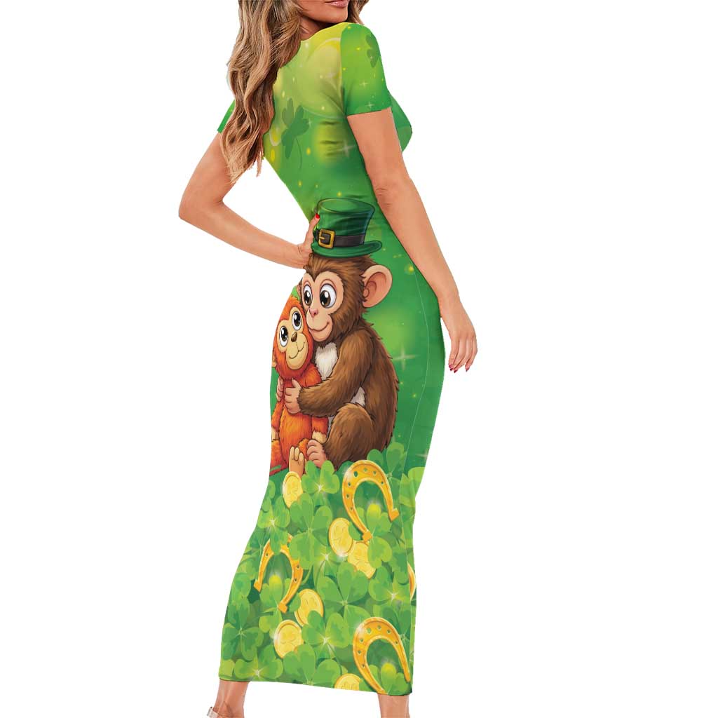 Punch The Monkey St Patrick’s Day Short Sleeve Bodycon Dress Lucky Baby Monkey