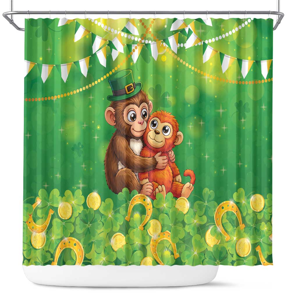 Punch The Monkey St Patrick’s Day Shower Curtain Lucky Baby Monkey
