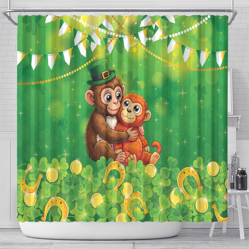 Punch The Monkey St Patrick’s Day Shower Curtain Lucky Baby Monkey