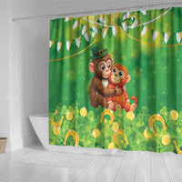 Punch The Monkey St Patrick’s Day Shower Curtain Lucky Baby Monkey