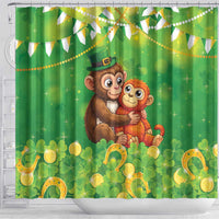 Punch The Monkey St Patrick’s Day Shower Curtain Lucky Baby Monkey