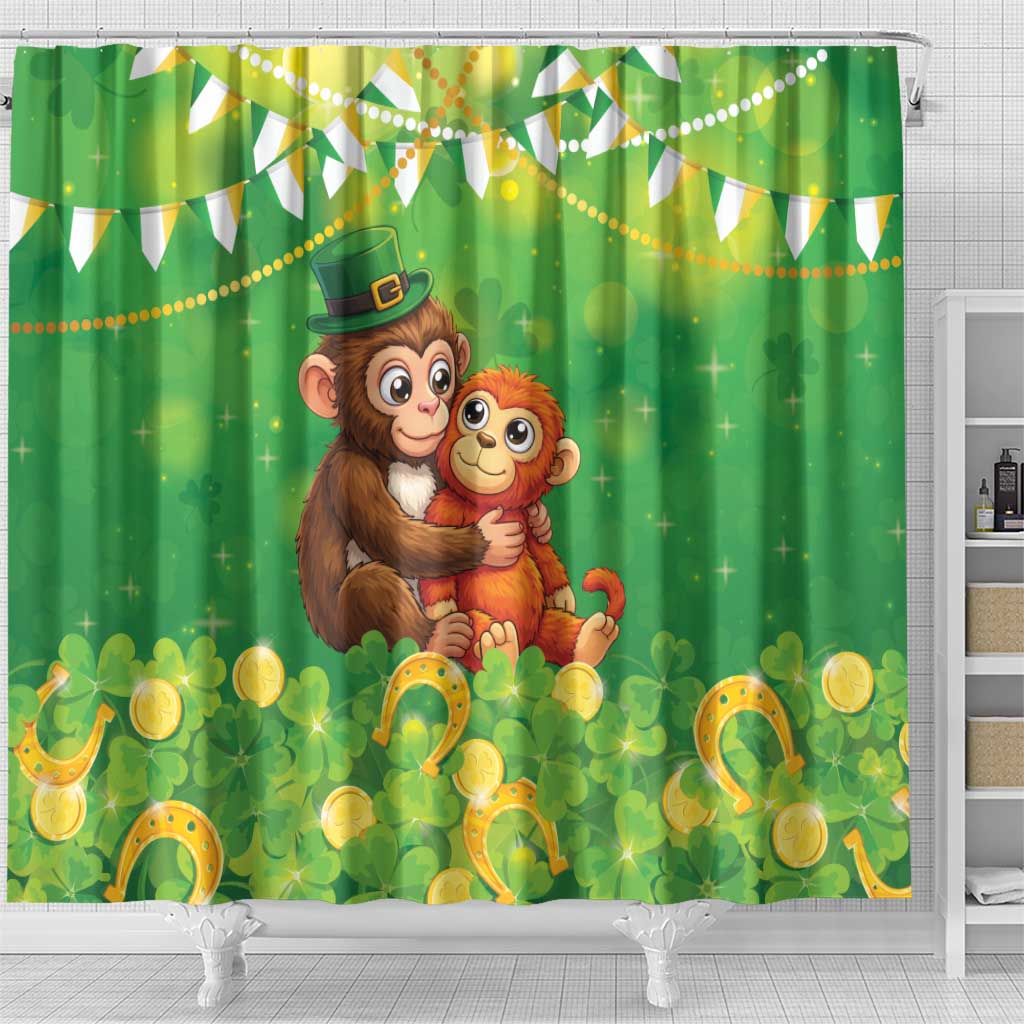 Punch The Monkey St Patrick’s Day Shower Curtain Lucky Baby Monkey