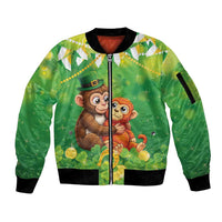 Punch The Monkey St Patrick’s Day Sleeve Zip Bomber Jacket Lucky Baby Monkey
