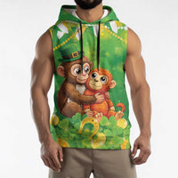Punch The Monkey St Patrick’s Day Sleeveless Hoodie Lucky Baby Monkey